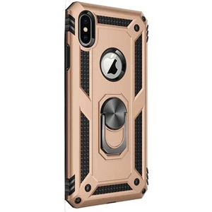 Case Street Apple iPhone Xs Kılıf Vega Standlı Yüzüklü Mıknatıslı Gold