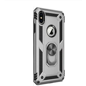 Case Street Apple iPhone Xs Kılıf Vega Standlı Yüzüklü Mıknatıslı Gümüş