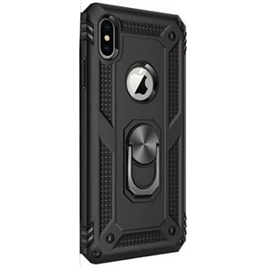 Case Street Apple iPhone Xs Kılıf Vega Standlı Yüzüklü Mıknatıslı Siyah
