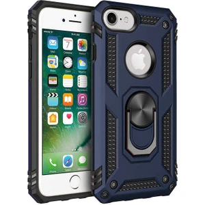 iPhone 8 Kılıf Shockproof Standlı Yüzük Tutuculu Mega Case Lacivert