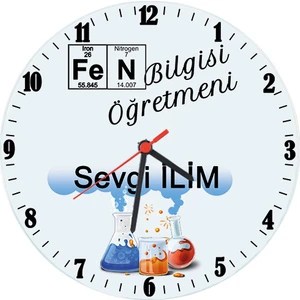 Fen Bilgisi Öğretmenine Hediye İsimli Cam Duvar Saati
