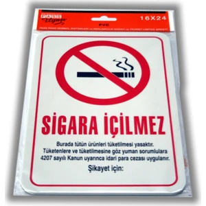PassPano Pvc Foam Levha SİGARA İÇİLMEZ PARA CEZASI   16 x 24 cm