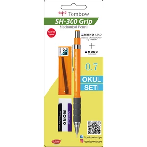 SH 300 Grip Mekanik Kurşun Kalem 0 7mm Neon Turuncu Okul Seti GR56