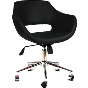 Viva Metal Ayaklı Çalışma Koltuğu - Siyah Deri - 2021A0101