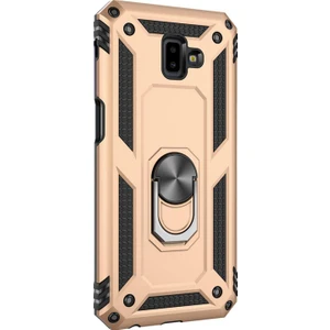 Samsung Galaxy J6 Plus Kılıf Military Ring Holder Gold