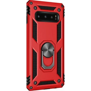 Samsung Galaxy S10 Plus Kılıf Military Ring Holder Kırmızı