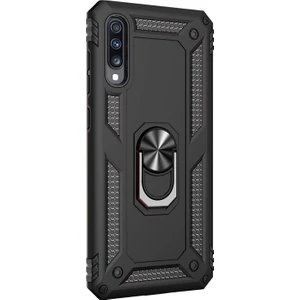 Samsung Galaxy A70 Kılıf Military Ring Holder Siyah