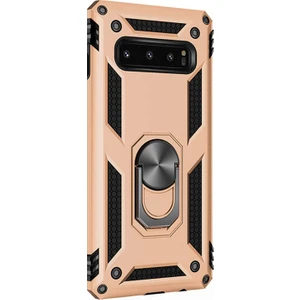 Samsung Galaxy S10 Kılıf Military Ring Holder Gold