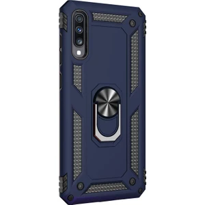 Samsung Galaxy A70 Kılıf Military Ring Holder Lacivert