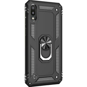 Samsung Galaxy M10 Kılıf Military Ring Holder Siyah