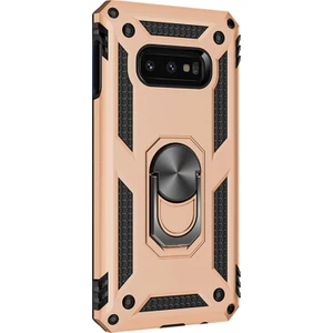 Samsung Galaxy S10E Kılıf Military Ring Holder Gold