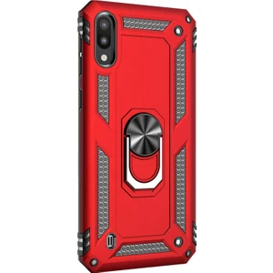 Samsung Galaxy M10 Kılıf Military Ring Holder Kırmızı