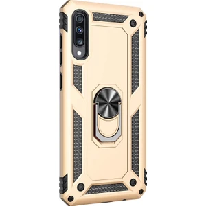 Samsung Galaxy A70 Kılıf Military Ring Holder Gold