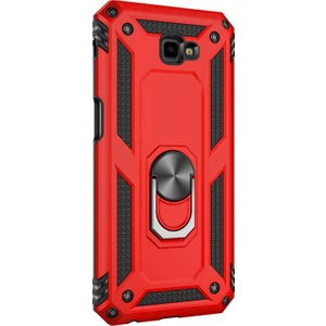 Samsung Galaxy J4 Plus Kılıf Military Ring Holder Kırmızı