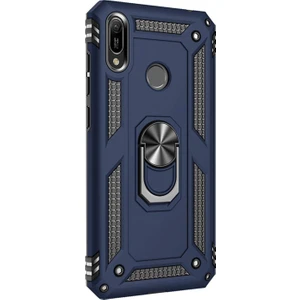 Huawei Y6 2019 Kılıf Military Ring Holder Lacivert