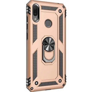 Huawei Y7 2019 Kılıf Military Ring Holder Gold