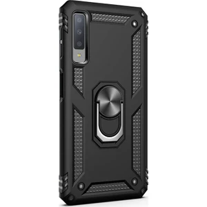 Samsung Galaxy A7 2018 Kılıf Military Ring Holder Siyah