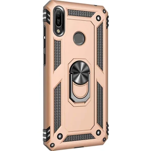 Huawei Y6 2019 Kılıf Military Ring Holder Gold