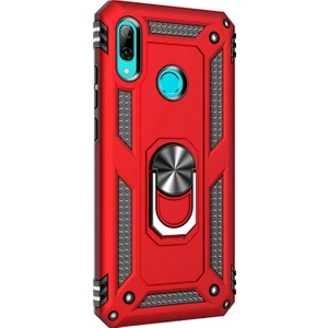Huawei P20 Lite Kılıf Military Ring Holder Kırmızı