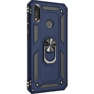 Huawei Honor 8A Kılıf Military Ring Holder Lacivert