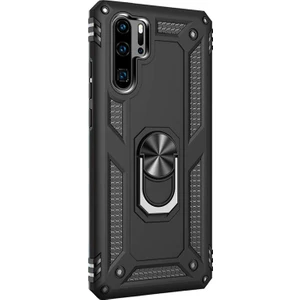 Huawei P30 Pro Kılıf Military Ring Holder Siyah