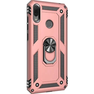 Huawei Y7 Prime 2019 Kılıf Military Ring Holder Rose Gold