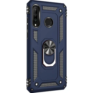 Huawei P30 Lite Kılıf Military Ring Holder Lacivert