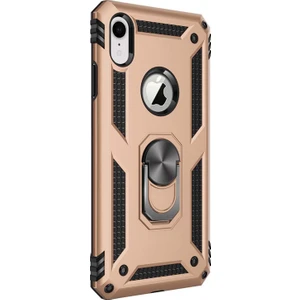 Apple iPhone Xr Kılıf Military Ring Holder Gold