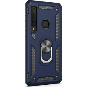 Samsung Galaxy A9 2018 Kılıf Military Ring Holder Lacivert