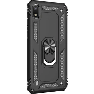 Samsung Galaxy A10 Kılıf Military Ring Holder Siyah