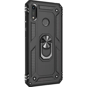 Huawei Honor 8A Kılıf Military Ring Holder Siyah