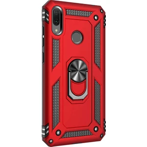 Huawei Y7 2019 Kılıf Military Ring Holder Kırmızı