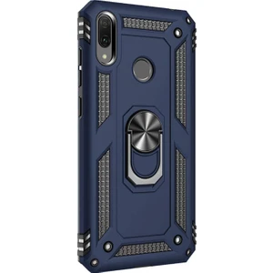 Huawei Y7 2019 Kılıf Military Ring Holder Lacivert