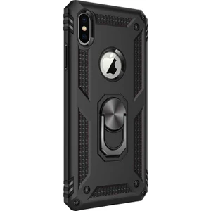 Apple iPhone Xs Kılıf Military Ring Holder Siyah
