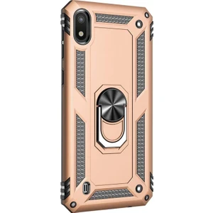 Samsung Galaxy A10 Kılıf Military Ring Holder Gold