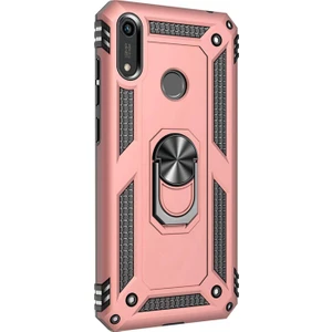 Huawei Honor 8A Kılıf Military Ring Holder Rose Gold