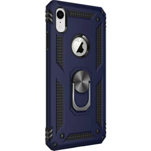 Apple iPhone Xr Kılıf Military Ring Holder Lacivert