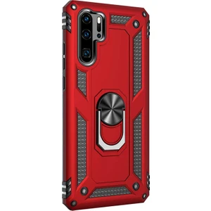 Huawei P30 Pro Kılıf Military Ring Holder Kırmızı