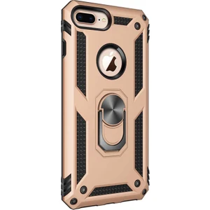 Apple iPhone 8 Plus Kılıf Military Ring Holder Gold