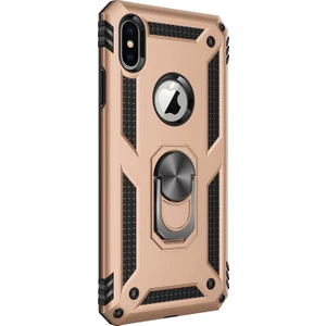 Apple iPhone Xs Kılıf Military Ring Holder Gold