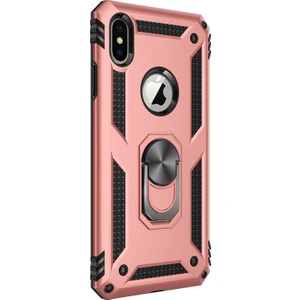 Apple iPhone Xs Kılıf Military Ring Holder Rose Gold