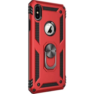 Apple iPhone Xs Kılıf Military Ring Holder Kırmızı