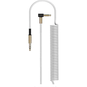 HY-X76 1m Beyaz L Uçlu 3.5mm Stereo Spiralli Ses Kablosu