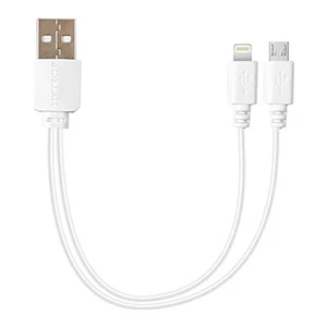 HY-X114 2i̇n1 20CM 3A USB iPhone Uyumlu  Lightning + Mi̇cro Beyaz Şarj Kablosu