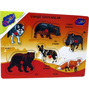 Ahşap Tutmalı Vahşi Hayvanlar Kurt