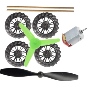 Ece Tekerlek 4 Adet 3V Motor Tek Kanat Pervane Üç Kanat Pervane Mil 2 Adet