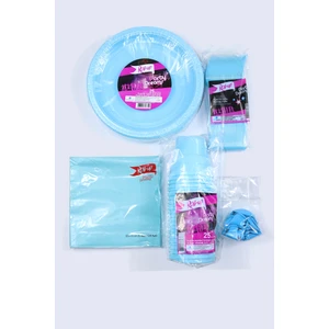 Roll Up Renkli Mavi Doğum Günü Sofra Seti  25 Kişilik