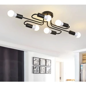Sima Siyah Rustik Modern Ahtapot Plafonyer 6'lı Avize