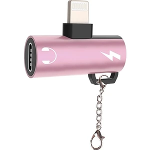 iPhone Uyumlu Dual Lightning Girişli Şarj Dönüştürücü Adaptör Rose Gold