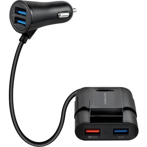 HY-XQ70 7A Hızlı Şarj Arka Koltuğa Uzatılabilen 2 USB + 2 USB Siyah Araç Şarj Cihazı